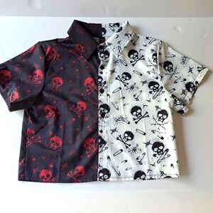 Romwe Skull Shortsleeve Button Shirt